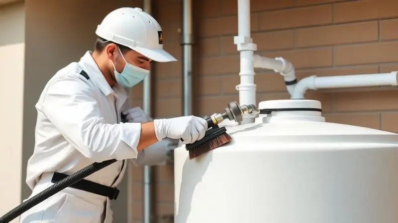 Profissional realizando limpeza de caixa d'água